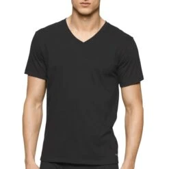 CALVIN KLEIN Men's Classic V-Neck Short-Sleeve Undershirts, 3 Pack