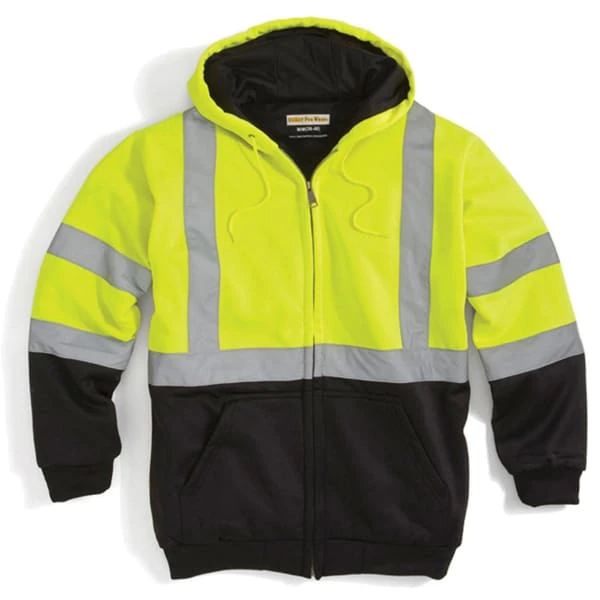 UTILITY PRO WEAR Men's UHV425 Stain-Resistant ANSI Class 3 Hi Vis Hooded Sweatshirt
