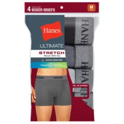 HANES Men's TAGLESS Ultimate Stretch Boxer Briefs, 4-Pack