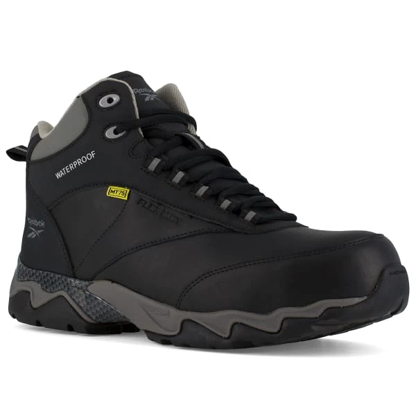 REEBOK WORK Men's Beamer Composite Toe Internal Met Guard Waterproof Athletic Hiker, Black/Grey