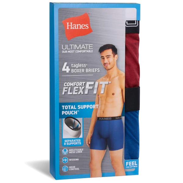 HANES Men's Ultimate Comfort Flex Fit Total Support Pouch Boxer Brief, 4 Pack - Image 3
