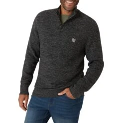 CHAPS Men's Long-Sleeve Button Mock Neck Sweater