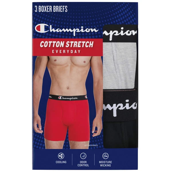 CHAMPION Men's Lightweight Stretch Boxer Briefs, 3 Pack - Image 4