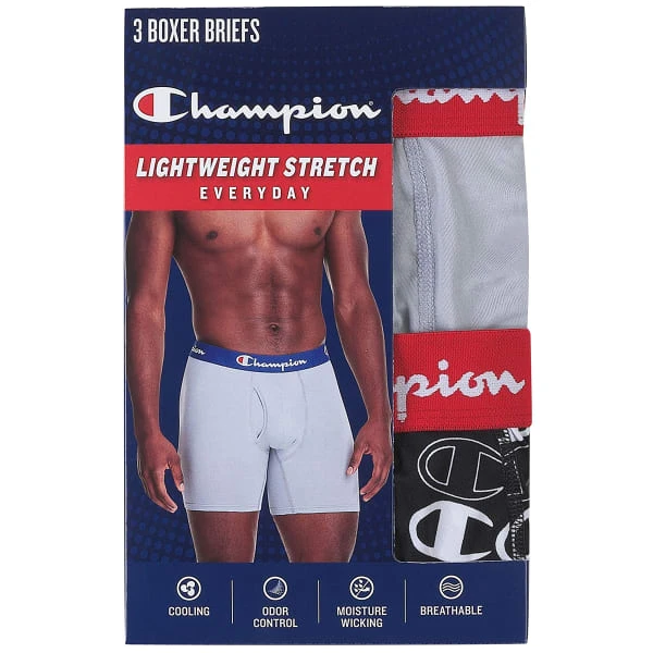 CHAMPION Men's Lightweight Stretch Boxer Brief, 3 Pack - Image 4