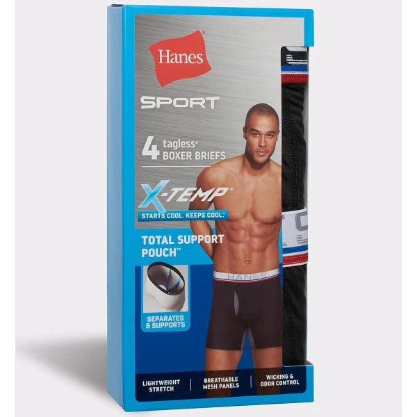 HANES SPORT Men's Total Support Pouch Boxer Briefs, 4-Pack Extended Size - Image 6