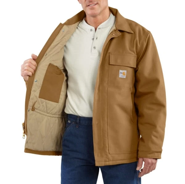 CARHARTT Men's 101618 Flame Resistant Loose Fit Firm Duck Insulated Traditional Coat, Extended Sizes - Image 4