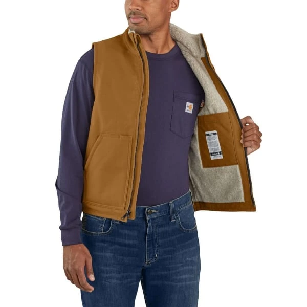 CARHARTT Men's 104981 Flame Resistant Relaxed Fit Duck Sherpa-Lined Mock Neck Vest, Extended Sizes - Image 4
