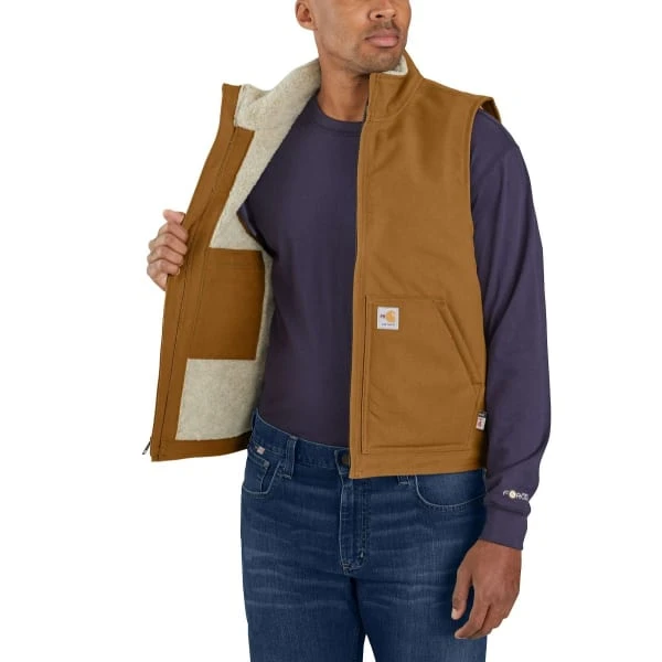 CARHARTT Men's 104981 Flame Resistant Relaxed Fit Duck Sherpa-Lined Mock Neck Vest, Extended Sizes - Image 5