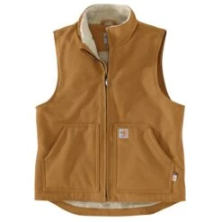 CARHARTT Men's 104981 Flame Resistant Relaxed Fit Duck Sherpa-Lined Mock Neck Vest, Extended Sizes