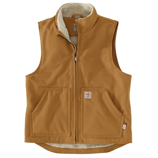 CARHARTT Men's 104981 Flame Resistant Relaxed Fit Duck Sherpa-Lined Mock Neck Vest, Extended Sizes